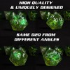 Monster Gelatinous Premium Dice Set- 7 Green Polyhedral Dice Set w Cubes Victim & Treasure Within- Handmade Premium Resin - Compatible w All RPG Games - 3 of 4