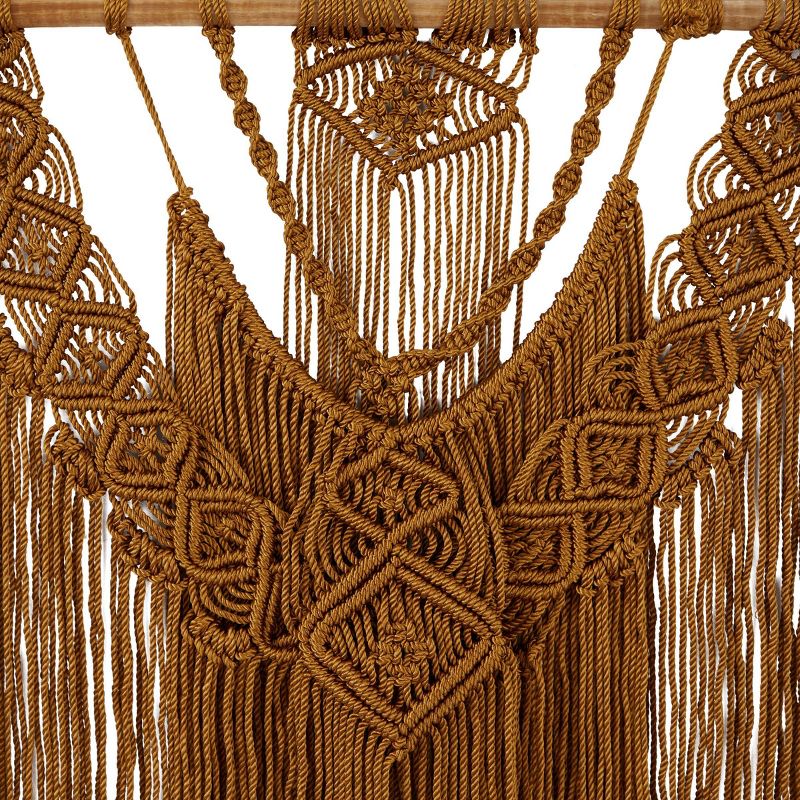 49&#34; x 27&#34; Fabric Macrame Handmade Intricately Weaved Wall Decor with Beaded Fringe Tassels Brown - Olivia &#38; May, 4 of 6