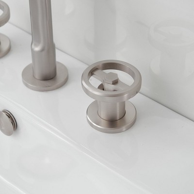 Brushed Nickel 8-inch Widespread Double Handle High-Arc Bathroom Faucet