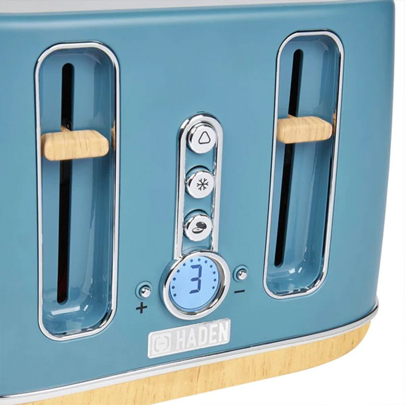 Haden Dorchester 4 Slice Wide Slot Bread and Bagel Retro Toaster with Removable Crumb Tray and Variable Browning Control, Stone Blue, 3 of 7
