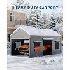 10x20ft Heavy Duty Carport w/ Galvanized Steel Frame, PE Canopy & Roll-Up Windows, All-Weather Shelter - 4 of 4