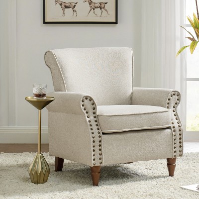Cythnus Wingback Armchair with Removable Cushions with Nailhead Trim Design | ARTFUL LIVING DESIGN