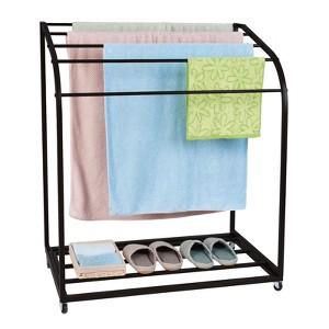 5 Tier 44" Tall Pool Towel Rack Outdoor with Wheels, Freestanding Towel Rack Stand - 1 of 4