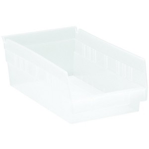 Quantum Storage Systems Economy Shelf Bin, Nesting, 11-5/8"W X 6-5/8"D X 4"H, (7) Divider Slots, Rear Hanglock, - 1 of 2