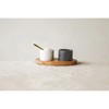 Storied Home Round Marble Bowls on Mango Wood Tray with Brass Salt Spoon, White and Black, Set of 2 - 2 of 4
