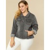 Agnes Orinda Women's Plus Size Classic Denim Long Sleeve with Pockets Fashion Jean Jackets - 2 of 4