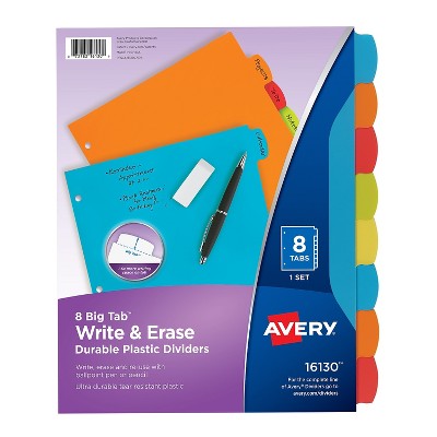 Avery Big Tab Write & Erase Plastic Tab Dividers Multicolor 2609668