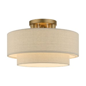 Livex Lighting Bellingham 3 - Light Semi-Flush Mount in  Antique Gold Leaf - 1 of 4