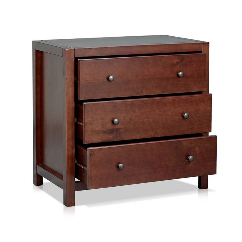 MUSEHOMEINC ST1001E 31.5 Inch Tall Rustic Solid Wood 3 Drawer Storage Dresser Nightstand with Black Metal Rounded Knobs, Espresso, 2 of 6