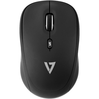 V7 4-Button Wireless Optical Mouse with Adjustable DPI - Black - Optical - Wireless - Radio Frequency - 2.40 GHz - Black - USB - 1600 dpi