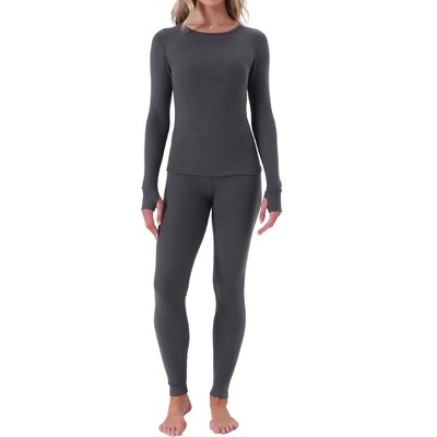 INSPIRE CHIC Women's Thermal Underwear Sets Thumbholes Long Sleeve with Leggings Winter Cold Base Layer Pajamas Set