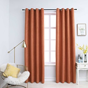 Aghana Digitals 2-Piece Rusty Blackout Curtains 55.1x96.5" - Suede Touch Polyester with Metal Rings - 1 of 4