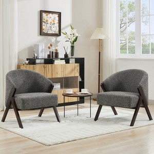 COZONY Mid Century Modern Accent Chair, Upholstered Armchair with Wood Frame for Living Room and Bedroom - 1 of 4