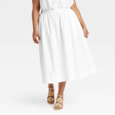 Women's Midi Picnic A-Line Skirt - A New Day™ White 3X