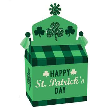 Big Dot of Happiness St. Patrick's Day - Treat Box Party Favors - Saint Paddy's Day Party Goodie Gable Boxes - Set of 12