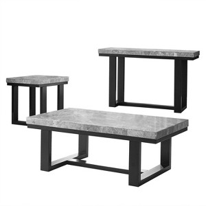 3pc Lucca Gray Marble Occasional Set Espresso - Steve Silver Co. - 1 of 4