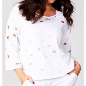 Women's Solid Holey Crew Top - french kyss - 1 of 2