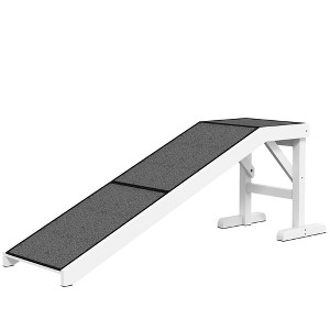 Skyzone 49" Pet Ramp for Dogs & Cats - Non-Slip Carpet Surface, Pine Wood, White/Gray, Supports Up - 1 of 4