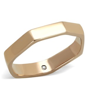 Slickblue Rose Gold Stainless Steel Ring for Women, Octagon Shape, Clear Crystal Detail, Lightweight Band, Sizes 5-10 - 1 of 4
