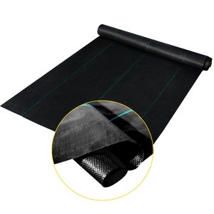 VEVOR 3FTx50FT Premium Weed Barrier Fabric Heavy Duty 5OZ, Woven Weed Control Fabric,High Permeability Good for Flower Bed, Geotextile Fabric, Black - 1 of 4