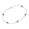 Ross-Simons 0.75 ct. t.w. CZ and .40 ct. t.w. Simulated Sapphire Evil Eye Station Bracelet in Sterling Silver - 3 of 4