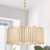 LNC Hemaaolay 4-Light 16" Modern Drum Small Chandelier, Matte Gold and White  Tiffany Glass - 2 of 4