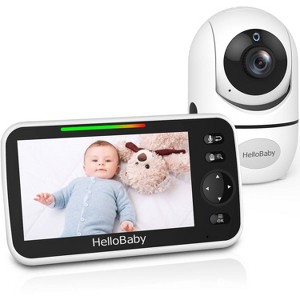 HelloBaby 5" 720P HD Video Baby Monitor with Remote Pan-Tilt-Zoon (HB6589L) - White - 1 of 4