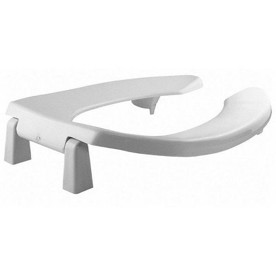 White Plastic Elongated Open Front Raised Toilet Seat