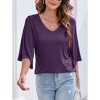 Chiffon Blouses for Women Ruffle 3/4 Sleeve Dressy V Neck Casual Flowy Tunic Tops - 4 of 4