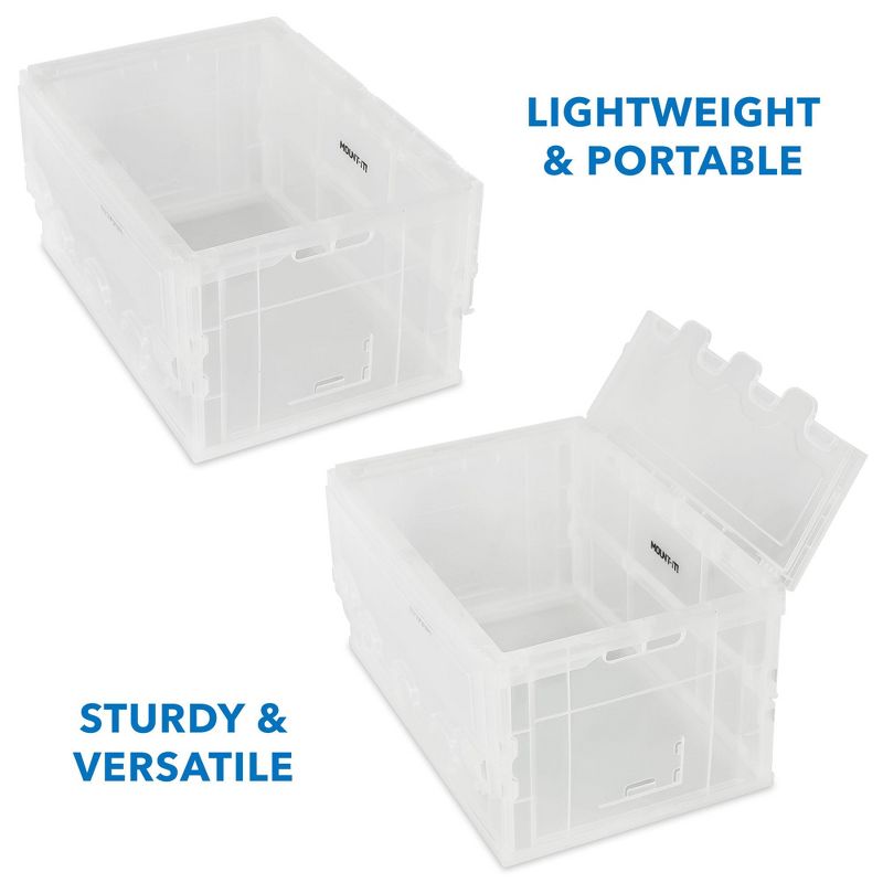 Mount-It! Folding Plastic Storage Crates, Folding Crate, Durable Plastic Container, Trunk Storage, 3 of 9