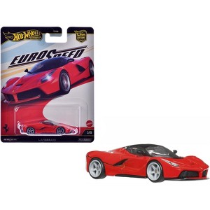 Ferrari LaFerrari Red with Black Top "Euro Speed" Series Diecast Model Car by Hot Wheels - 1 of 4