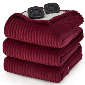 Electric Heated Blanket Soft & Washable Ribbed Flannel - 1 of 4