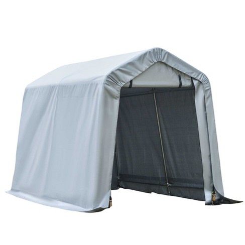Outsunny 8'x6' Outdoor Storage Shelter with Rollup & Zipper Door, Heavy Duty Carport Shed for Motorcycle Garden Storage, Grey - image 1 of 4
