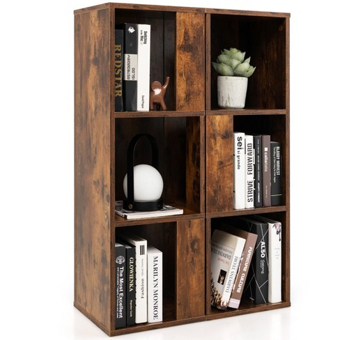 Costway 2 Pcs 3-tier Wood Bookshelf Display Storage Rack For Small Spaces  White/rustic Brown : Target