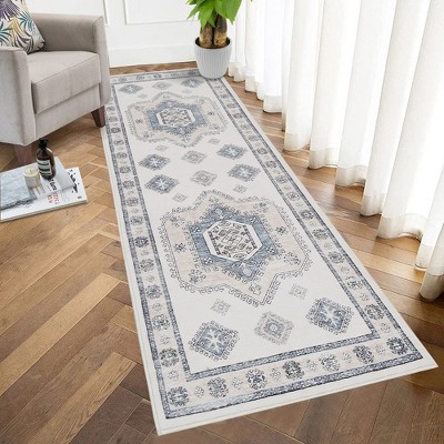 Boho Area Rug Washable Rugs Large Rug Moroccan Rug Non-Slip Non-Shedding Rug Soft Distressed Carpet Foldable Rug Bedroom