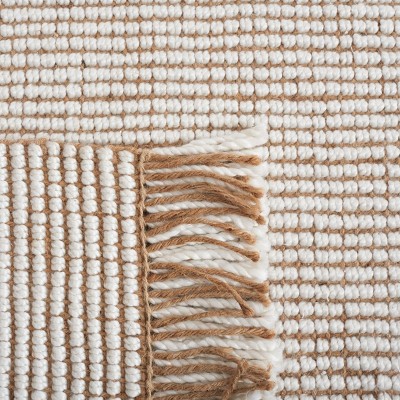 Ivory and Natural Hand-Woven Wool and Jute Area Rug