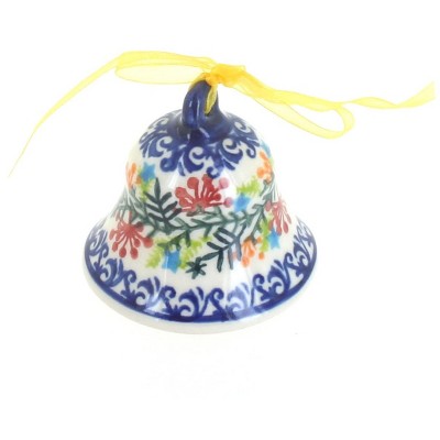 Blue Rose Polish Pottery Winter Cardinal Small Bell