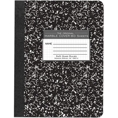  Roaring Spring Composition Book Quad Ruled 5"x5" 80 Sh 9-3/4"x7-1/2" BK 77227 