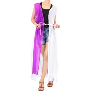 LA LEELA Women's Open Front Summer Swim Suit Vacation Beachwear Long Bathing Suit Duster Cardigan Swimwear Coverups Casual Beach - 1 of 4