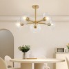 DOMETOUR 26'' Gold 5-Light Sputnik Chandelier with Glass Shades, Mid-Century Pendant Light for Dining Room, Living Room, or Kitchen (No Bulb) - 3 of 4
