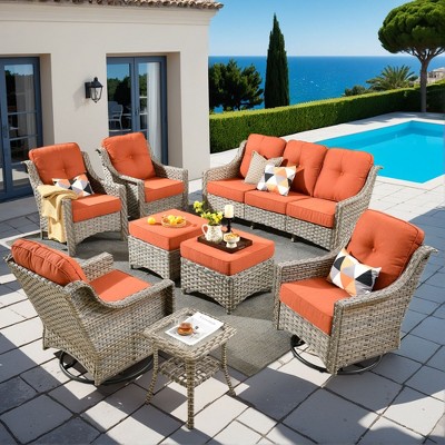 XIZZI OUTDOOR SWIVEL ROCKER SETS: 3-PC Rocker + Modular Sofa & Fire Pit Options - All-Weather Fabric, 8 Color Choices for Patio, Garden, Poolside