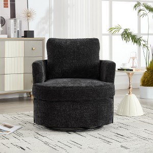 Lyngins Swivel Accent Chairs with Backrest,Upholstered Swivel Barrel Chairs,Sofa Chairs for Bedroom,Living Room - 1 of 4