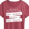 Women's - Instant Message - She Doesn't Beg, Force, or Chase; She Prays, Works, & has Faith Short Sleeve Graphic T-Shirt - 2 of 4