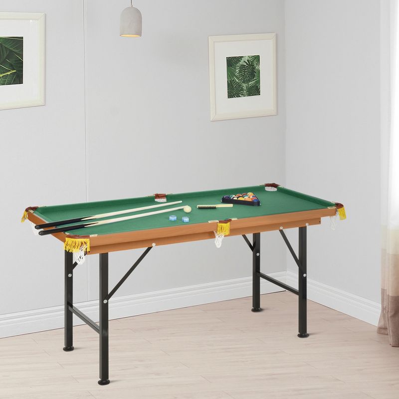 Soozier 55'' Portable Folding Billiards Table Game Pool Table for Kids Adults With Cues, Ball, Rack, Brush, Chalk, 2 of 9