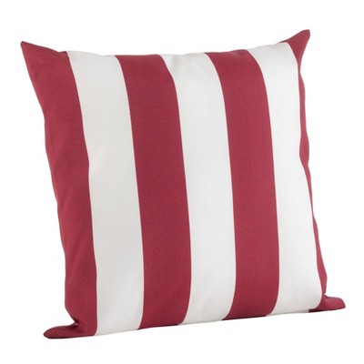 17" Red and White Striped Square Throw Pillow