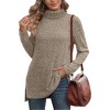 Coolmee Women's Tunic Tops Turtleneck Long Sleeve Shirts Oversized Fall Sweaters Side Split High Low Hemline - 2 of 4
