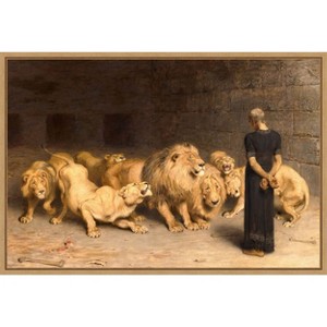 Amanti Art Daniel in the Lions Den 1872 by Briton Riviere Framed Canvas Wall Art - 1 of 4
