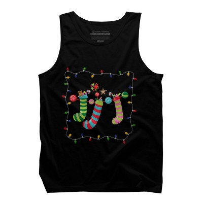 Men's Design By Humans Christmas Stocking with Christmas Lights By realdealclipart Tank Top