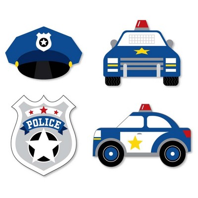 Big Dot of Happiness Calling All Units - Police - DIY Shaped Cop Birthday Party or Baby Shower Cut-Outs - 24 Count