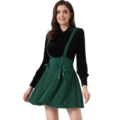 Allegra K Women's High Waist A-Line Lace Up Suspender Skirt